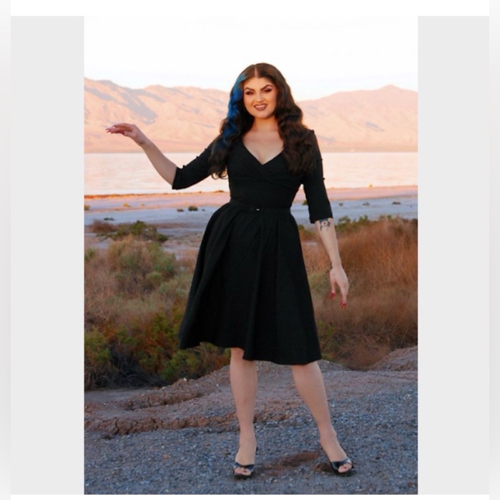 Erin swing dress by Pinup Couture/Pinup Girl Clothing 2XL black bengaline